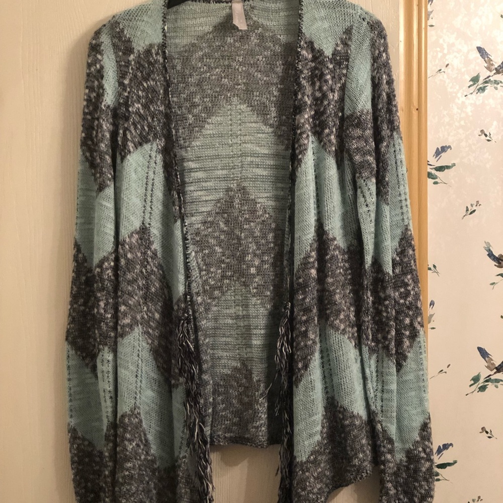 Blue and gray cardigan